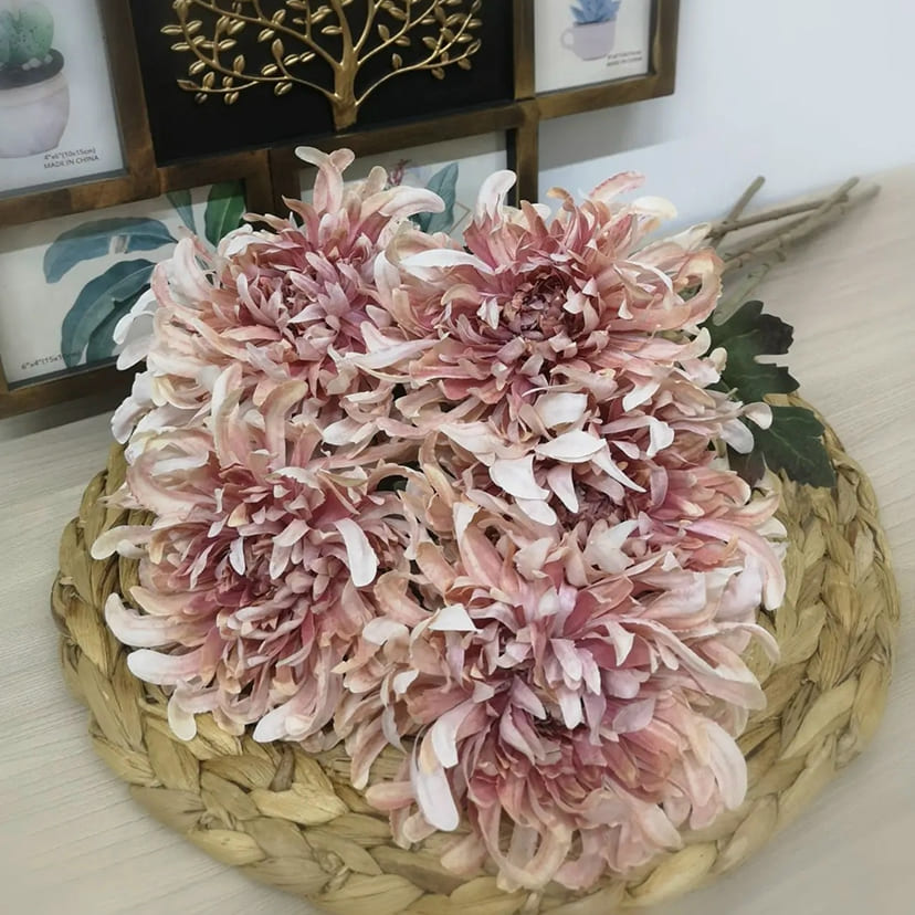 Искусственные цветы в Новокуйбышевске | Цветок искусственный «Хризантема», персиково-розовая, одиночный