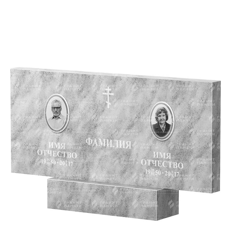Памятники из мрамора в&nbsp;Новокуйбышевске | Двойной мраморный памятник, прямой