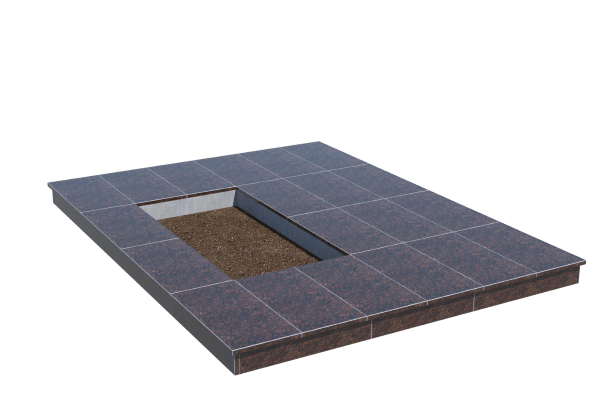 Площадки на могилу в&nbsp;Новокуйбышевске | Площадка с вертикальной (10 см) облицовкой Дымовским гранитом (под цветник)