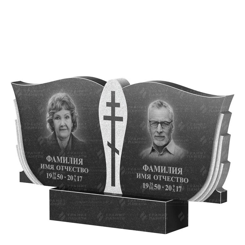 Памятники из гранита двойные в&nbsp;Новокуйбышевске | Двойной гранитный памятник ФГ-136