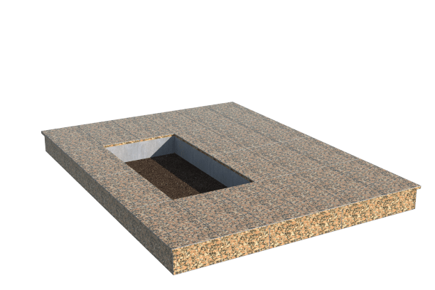 Площадки на могилу в&nbsp;Новокуйбышевске | Площадка с вертикальной (15 см) облицовкой Южно-султаевским гранитом (под цветник)