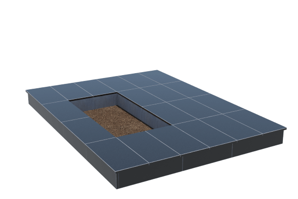Площадки на могилу в&nbsp;Новокуйбышевске | Площадка с вертикальной (15 см) облицовкой гранитом Габбро (под цветник)