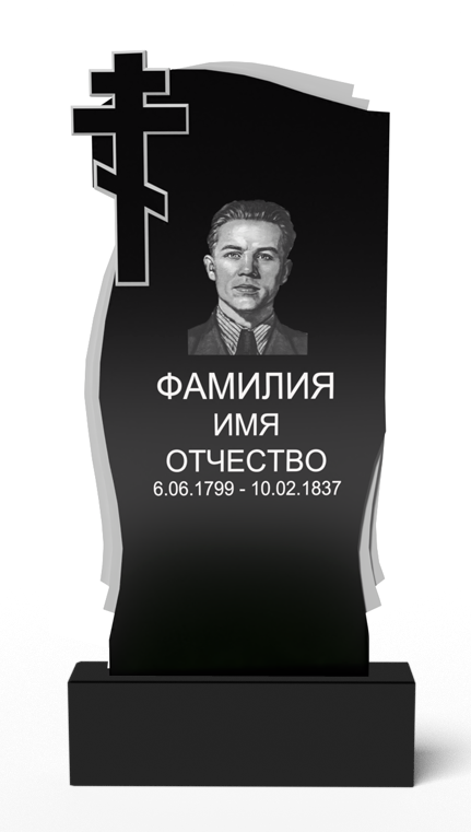 ГРАНИТ «КАРЕЛИЯ» 1000/КРЕСТ С ВОЛНОЙ И ЛЕНТАМИ