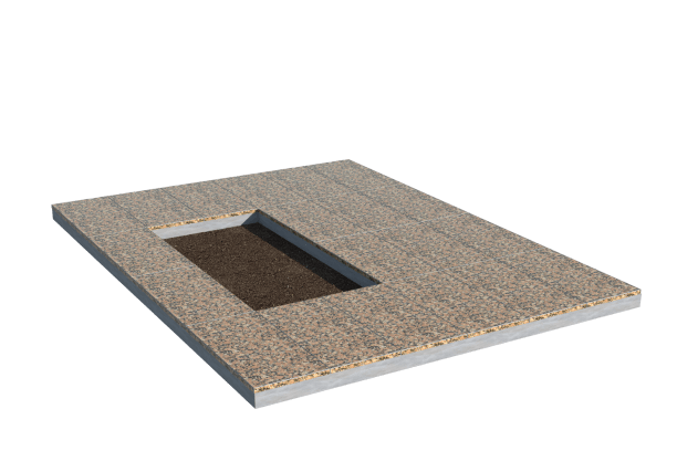 Площадки на могилу в&nbsp;Новокуйбышевске | Площадка с облицовкой Южно-Султаевским гранитом (под цветник)