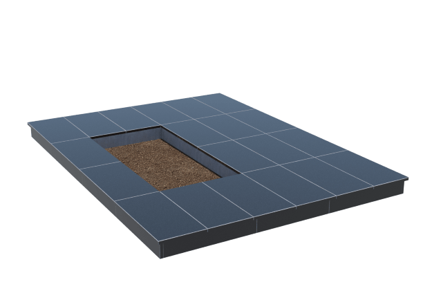 Площадки на могилу в&nbsp;Новокуйбышевске | Площадка с вертикальной (10 см) облицовкой гранитом Габбро (под цветник)